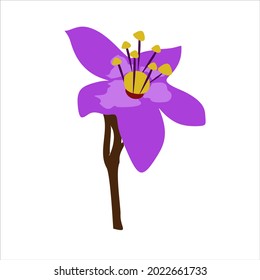 Beautiful purple flower illustration. Simple vector.