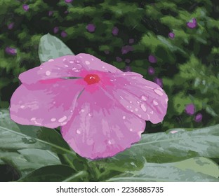 beautiful purple flower with raindrop vector illustration watercolor template