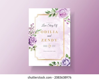 Beautiful purple flower wedding invitation card