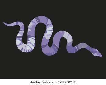 beautiful purple hand drawn vector snake, gouache art, reptile sketch