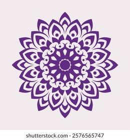 Beautiful Purple Mandala with Delicate Floral Elements, vector illustration, intricate design