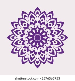 Beautiful Purple Mandala with Delicate Floral Elements, vector illustration, intricate design