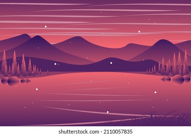 beautiful purple mountain free background, a landscape simple flat design