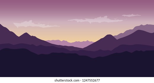 beautiful purple mountain wildlife nature landscape vector illustration EPS10