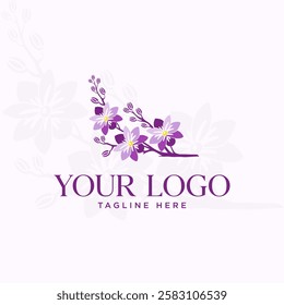 Beautiful purple orchid bouquet logo