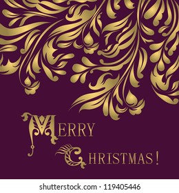Beautiful purple ornament for merry christmas card vector eps 8