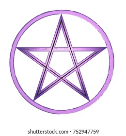 Beautiful purple pentagram in a circle. Vector illustration