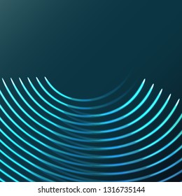 Beautiful purple pink abstract magical energy electric spiral spun cosmic fiery parallel lines, stripes glittering glowing on a blue background. Vector illustration. Texture.