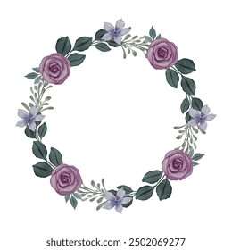 beautiful purple rose wreath for wedding invitation