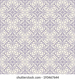 beautiful purple seamless retro pattern with flowers on a beige background. vector illustration