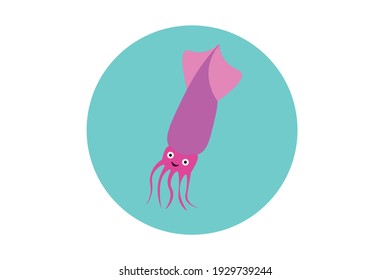 Beautiful Purple Squid Vector Illustration