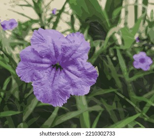 Beautiful purple violet ruellia flower vector illustration watercolor template