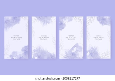 Beautiful purple watercolor social media stories template