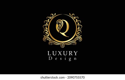  Beautiful Q letter luxury logo design vector  template
