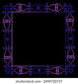 Beautiful quadrangular purple frame on a black background