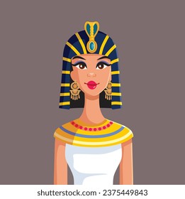 
Hermosa ilustración del vector Queen Cleopatra. Faraón femenina de un retrato de Egipto ilustrando el dibujo 
