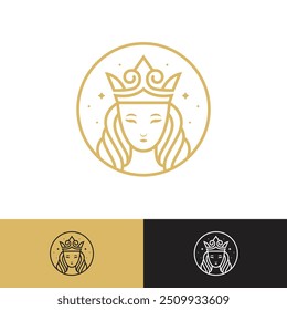 beautiful queen and crown logo design template