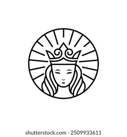 beautiful queen and crown logo design template