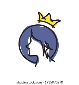 beautiful queen with crown logo vector