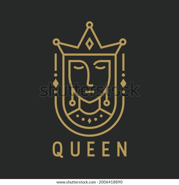 Beautiful Queen Logo Design\
Inspiration. Vector Illustration of Empress With Beautiful,\
Aesthetic Long Hair and Crown. Modern Icon Design Vector Template\
with Line Style\
