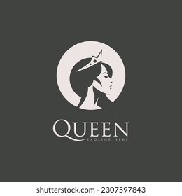 hermoso vector de diseño de logotipo de reina