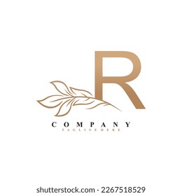 beautiful R logo design with luxury flower. Initial R monogram symbol. flourish logo. suitable for logos of beauty, spa,salon,boutique,company,business,hotel,brand,etc