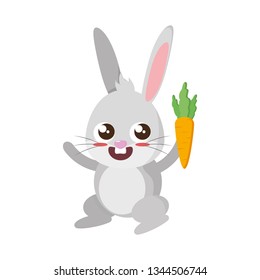 beautiful rabbit with carrot easter character