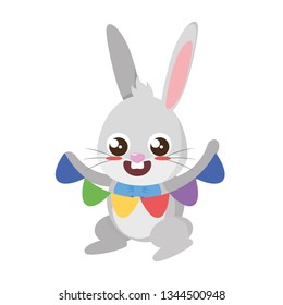 beautiful rabbit with garland easter character