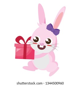beautiful rabbit with gift easter character