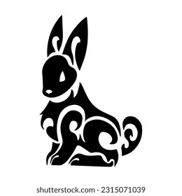 A beautiful rabbit or hare is sitting. Vector stylized cartoon character illustration isolated on white background.