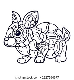 Beautiful Rabbit mandala arts isolated on white background