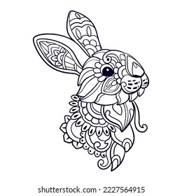 Beautiful Rabbit mandala arts isolated on white background