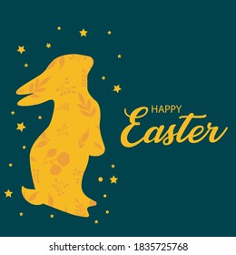 Beautiful rabbit silhouette art vector illustration