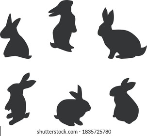 Beautiful rabbit silhouette art vector illustration