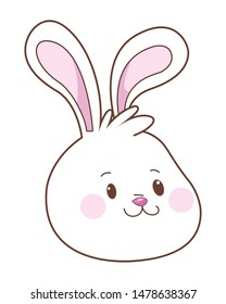 Beautiful rabbit smiling face cartoon isolated ,vector illustration graphic design.