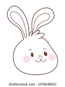 Beautiful rabbit smiling face cartoon ,vector illustration graphic design.