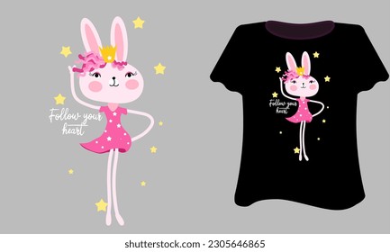 beautiful rabbits t shirt graphic design vector illustration 