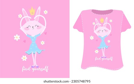 beautiful rabbits t shirt graphic design vector illustration, cute kids clothes