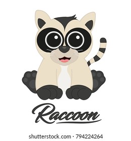 beautiful raccoon illustration with smooth lettering caricature 