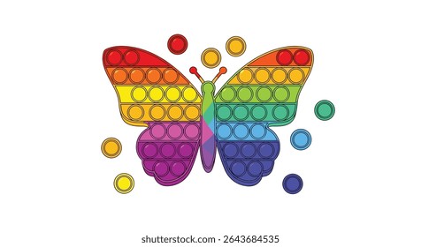 A Beautiful Rainbow Butterfly Surrounded by Colorful Bubbles Artistic Representation of Color Harmony