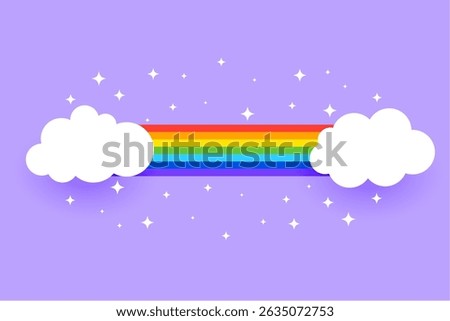 beautiful rainbow and cloud background with cute star design vector