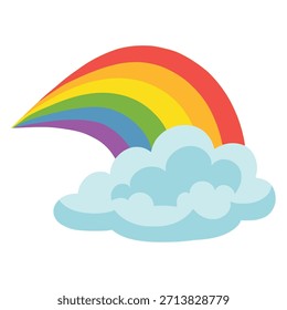 Hermoso arco iris con el diseño de Plantilla de Ilustración vectorial de color plano de la nube