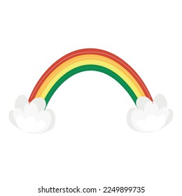 Schöner Regenbogen mit Wolken auf weißem Hintergrund