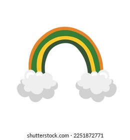 Beautiful rainbow with clouds on white background. St. Patrick's