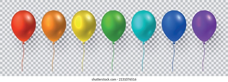 Beautiful rainbow colored set of flying party balloons.