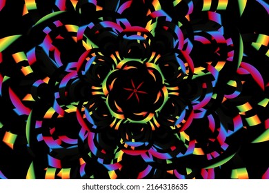Beautiful rainbow colour gradient flower line art pattern wallpaper of indonesian traditional abstract batik  ethnic dayak ornament for commercial  ads