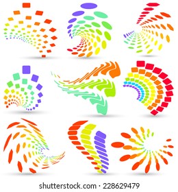 Beautiful rainbow design elements, logo set.