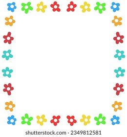 Beautiful rainbow flowers border vector.