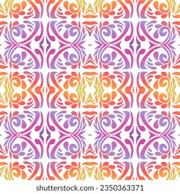 Hermoso color gradiente arcoiris sin fisuras batik étnico adorno de día para el fondo del patrón textil de moda