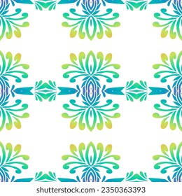 Beautiful rainbow gradient colour seamless batik ethnic dayak ornament for fashion textile pattern background